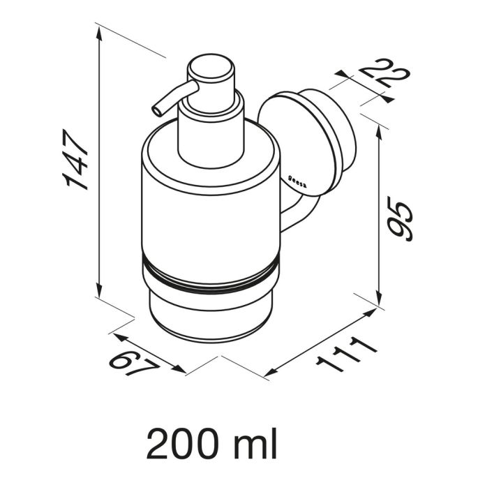 Geesa Opal Brushed Metal Black 917216-09 zeepdispenser 200 ml zwart metaal geborsteld