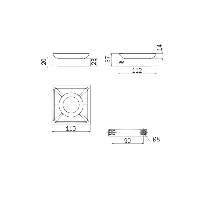 Inda Divo A15110WM03 zeephouder helder glas mat wit