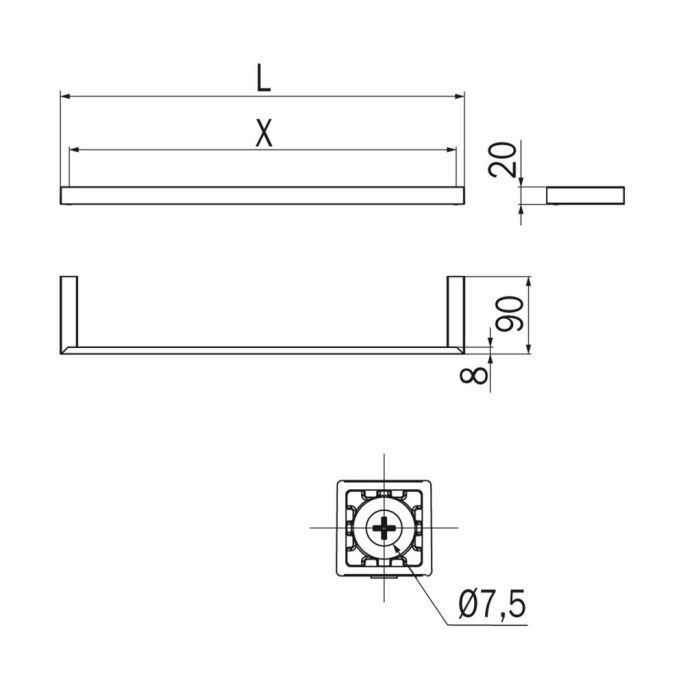 Inda Divo A1518CNE handdoekhouder 62cm mat zwart