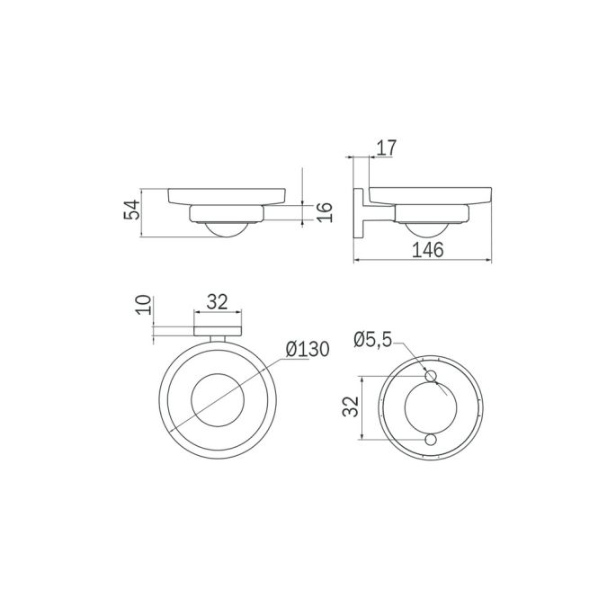Inda Gealuna A10110NE03 zeephouder transparant helder glas/ mat zwart