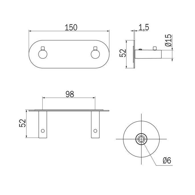 Inda Gealuna A1020BNE dubbele kledinghaak mat zwart