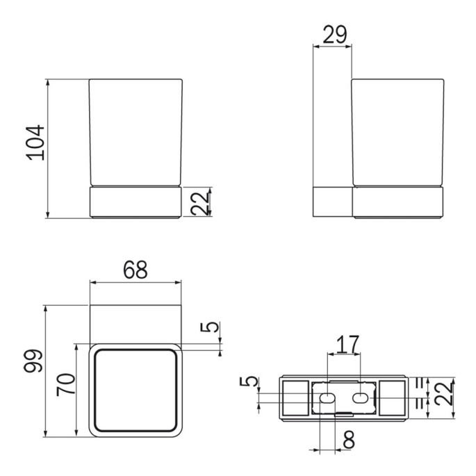 Inda Indissima A88100CR21 bekerhouder chroom/ gesatineerd glas