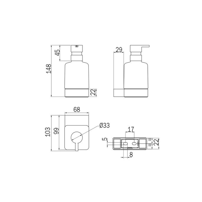 Inda Indissima A88120WM21 zeepdispenser met glazen flacon mat wit/ gesatineerd glas