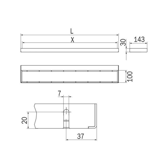 Inda Indissima A8883GNE modulaire balk met led-licht 604mm voor accessoires mat zwart