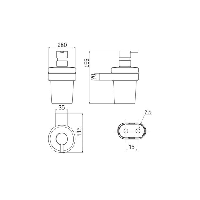 Inda Mito A20120AC21 zeepdispenser gesatineerd glas/ geborsteld nikkel
