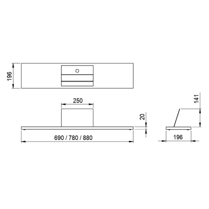 Looox Bath Collection WBSHELF69MW badplank 69 cm massief eiken old grey met inzet mat wit