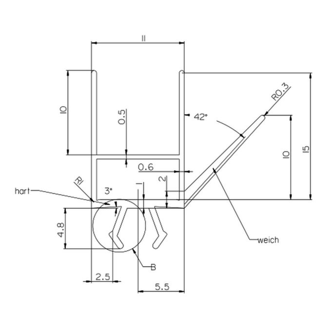 Provex Point - Classic 0110GM07F afwateringsstrip 16mm hoog, transparant