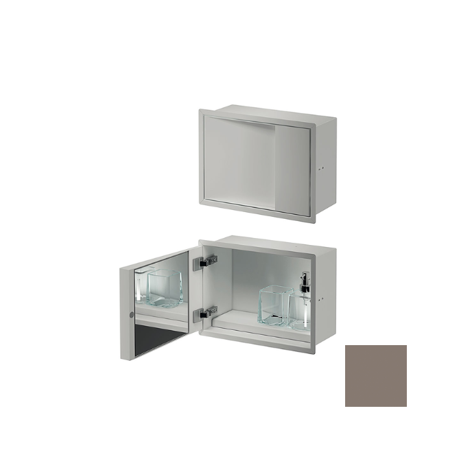 Inda MY Secret A80750VN inbouwnis met bekerhouder, zeepdispenser en spiegel 350x260mm mat avana