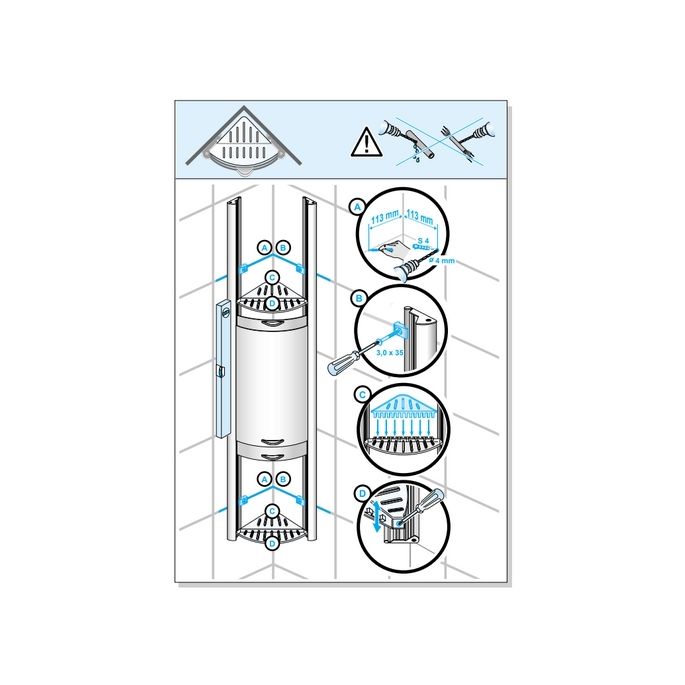 Duscholux Showerbox 950.818040.070 opbergkastje mat zilver, met 4 schuifelementen 2x wit en 2x grijs, 113cm