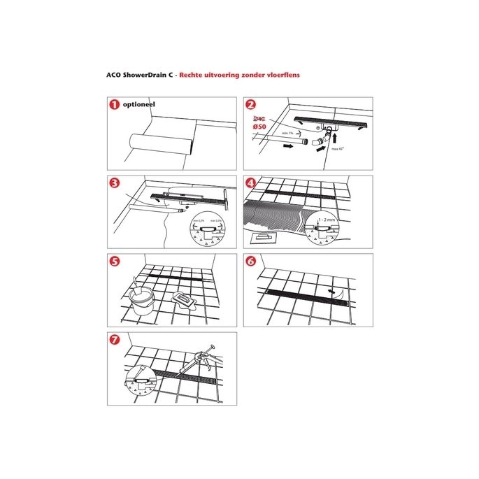 ACO ShowerDrain C 408739 douchegoot 98,5cm zijuitloop