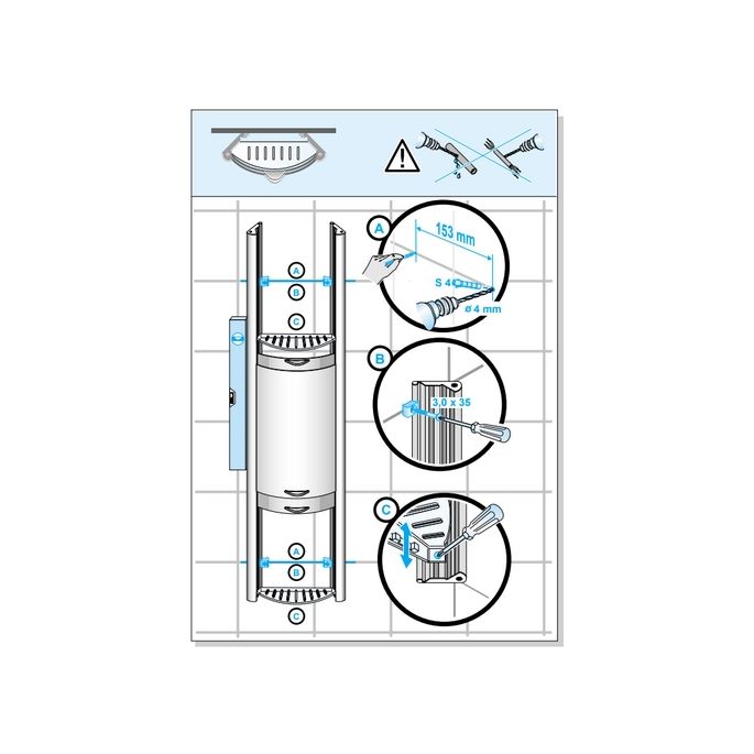 Duscholux Showerbox 950.818040.070 opbergkastje mat zilver, met 4 schuifelementen 2x wit en 2x grijs, 113cm
