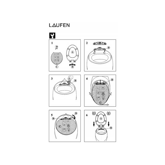 Laufen Il Bagno Alessi One 8929790000001 bevestiging voor closetzitting (vanaf 2006)