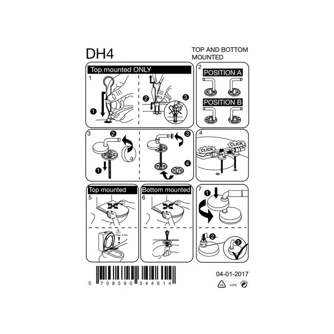Pressalit Objecta D Pro DH4999 combi scharnier, universeel, top montage / standaard montage chroom (set van 2)