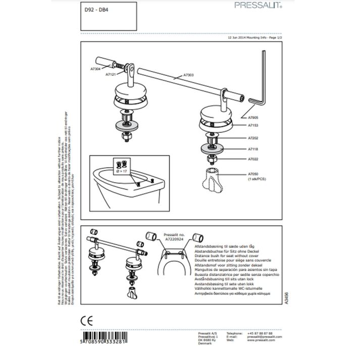 Pressalit Dania R27112-D92999 toiletzitting zonder deksel antraciet