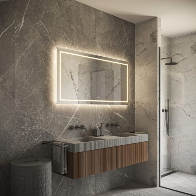 Phantom Mirrors Serie 001 001.160.70 rechthoekige LED spiegel, 160x70 cm met directe en indirecte led rondom