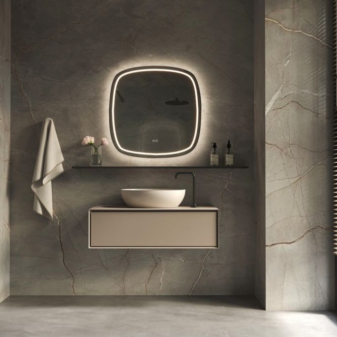 Phantom Mirrors Serie 006 006.100.100 Deens ovale LED spiegel, 100x100 cm met directe en indirecte led rondom