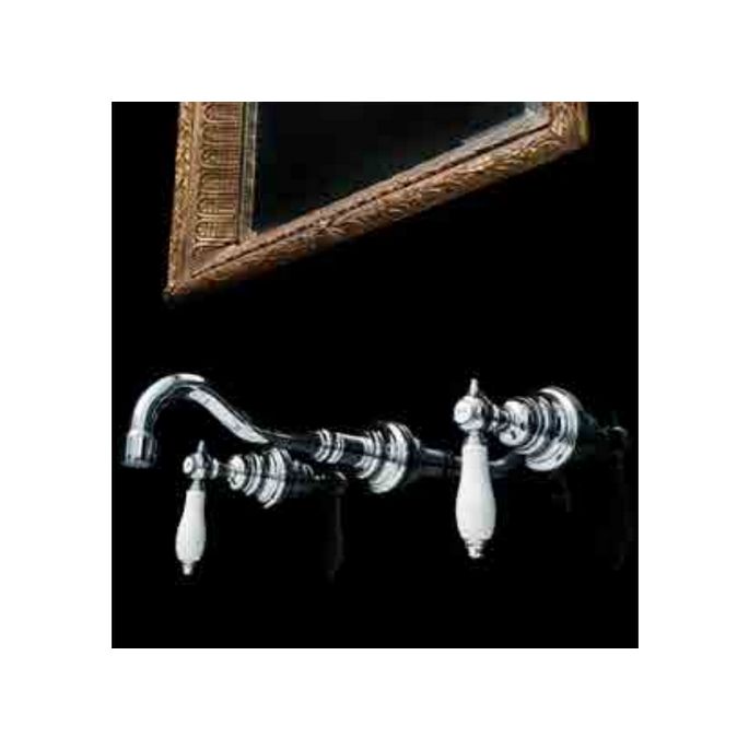 Fima Carlo Frattini Herend F54015CR 3-gats wandwastafelkraan 2-greeps uitloop 16cm chroom