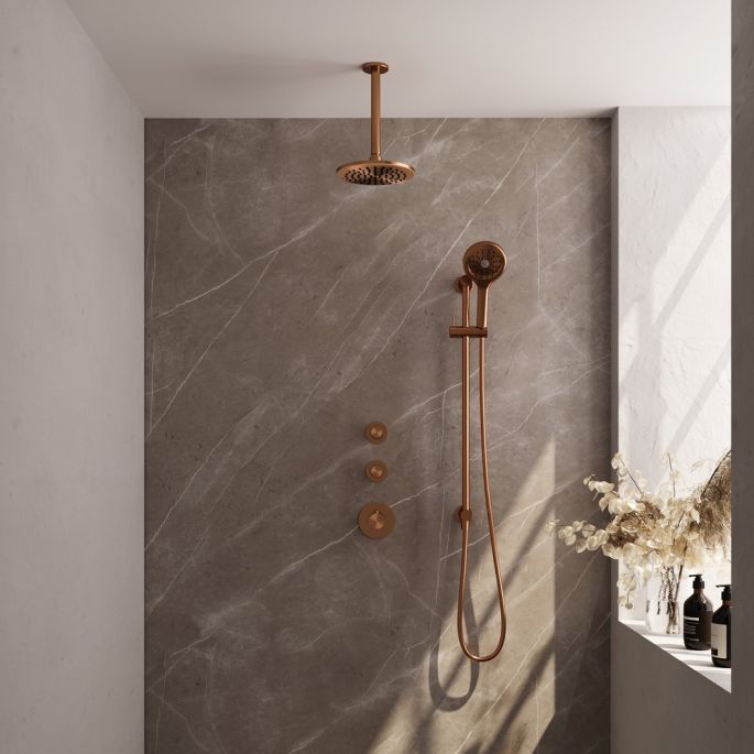 Brauer Carving 5-GK-119 thermostatische inbouw regendouche SET 23 koper geborsteld PVD