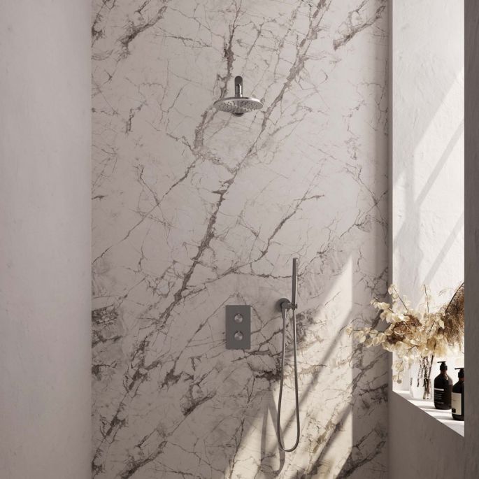 Brauer Carving 5-NG-121 thermostatische inbouw regendouche 3-weg omstelling SET 25 RVS geborsteld PVD