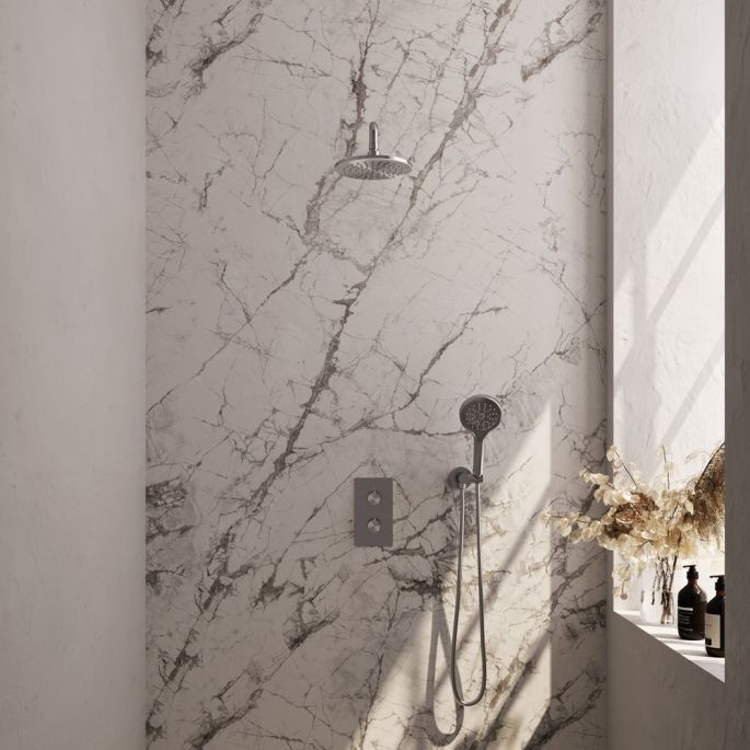 Brauer Carving 5-NG-129 thermostatische inbouw regendouche 3-weg omstelling SET 33 RVS geborsteld PVD