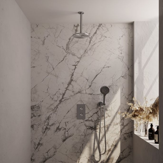 Brauer Carving 5-NG-131 thermostatische inbouw regendouche 3-weg omstelling SET 35 RVS geborsteld PVD