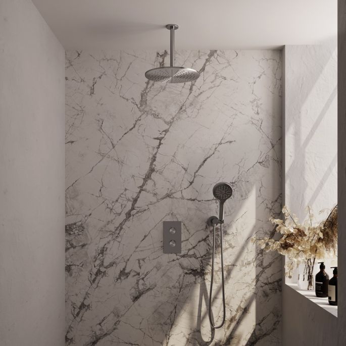 Brauer Carving 5-NG-132 thermostatische inbouw regendouche 3-weg omstelling SET 36 RVS geborsteld PVD