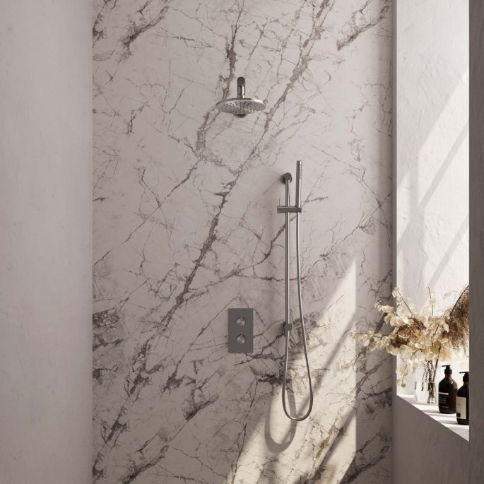 Brauer Carving 5-NG-133 thermostatische inbouw regendouche 3-weg omstelling SET 37 RVS geborsteld PVD