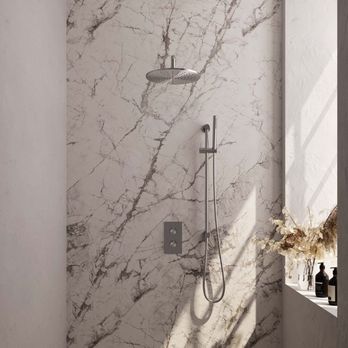 Brauer Carving 5-NG-136 thermostatische inbouw regendouche 3-weg omstelling SET 40 RVS geborsteld PVD