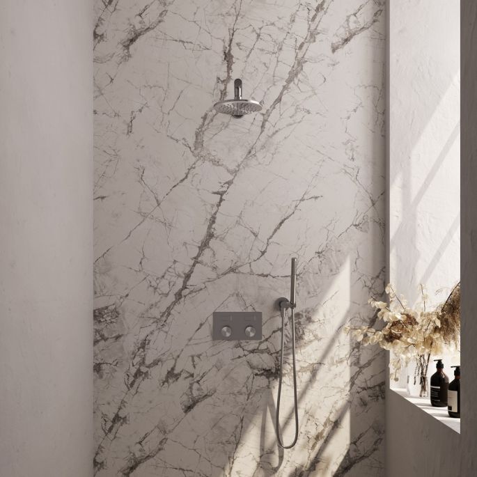 Brauer Carving 5-NG-184 thermostatische inbouw regendouche met drukknoppen SET 49 RVS geborsteld PVD