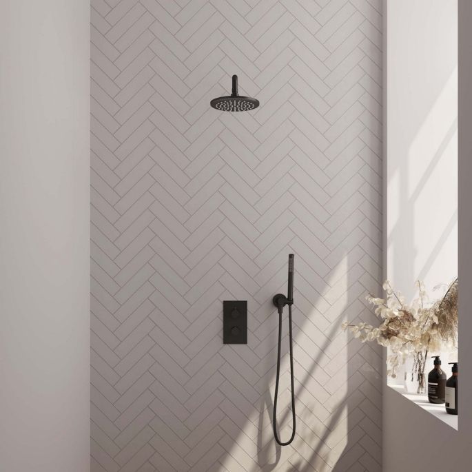 Brauer Carving 5-S-123 thermostatische inbouw regendouche 3-weg omstelling SET 27 mat zwart