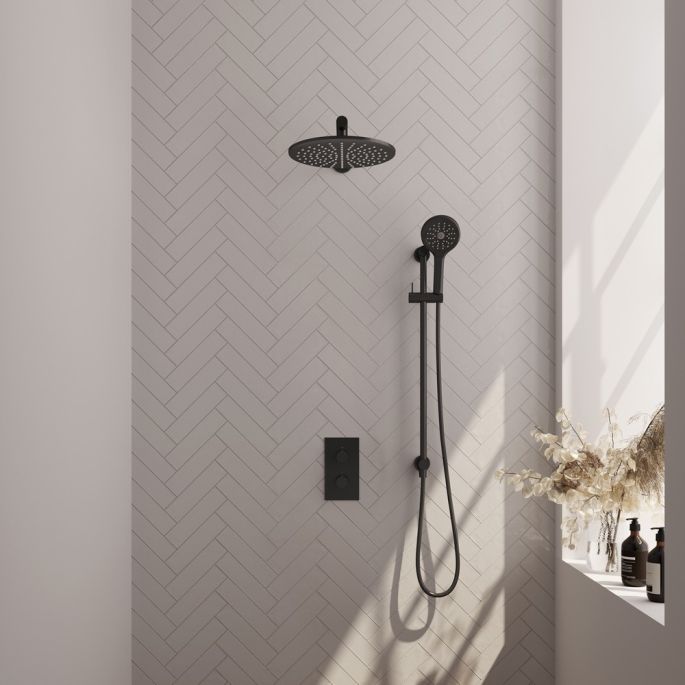 Brauer Edition 5-S-071 thermostatische inbouw regendouche 3-weg omstelling SET 44 mat zwart