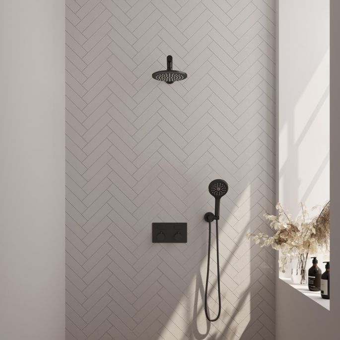 Brauer Edition 5-S-166 thermostatische inbouw regendouche met drukknoppen SET 55 mat zwart