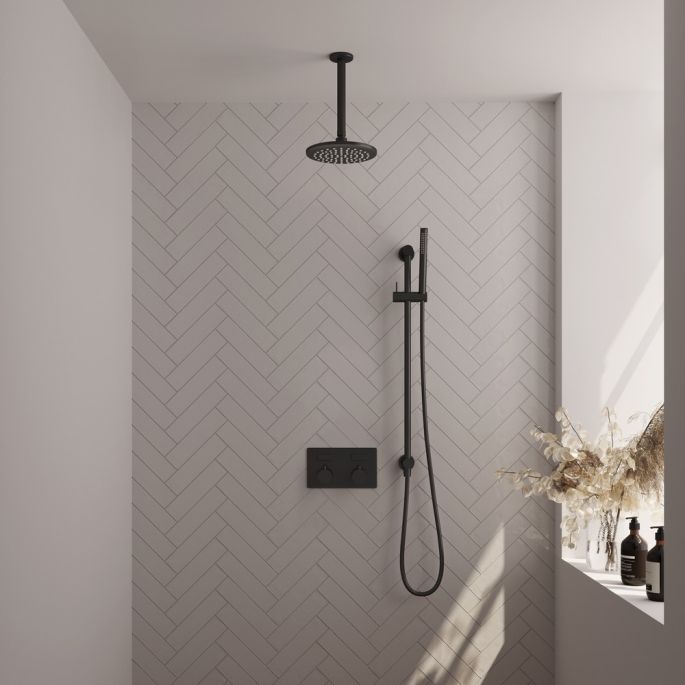Brauer Edition 5-S-176 thermostatische inbouw regendouche met drukknoppen SET 65 mat zwart