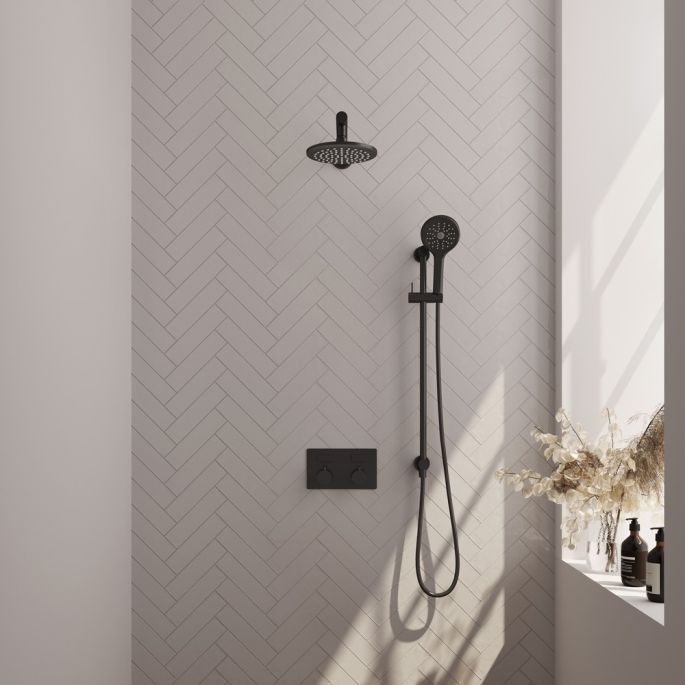 Brauer Edition 5-S-178 thermostatische inbouw regendouche met drukknoppen SET 67 mat zwart
