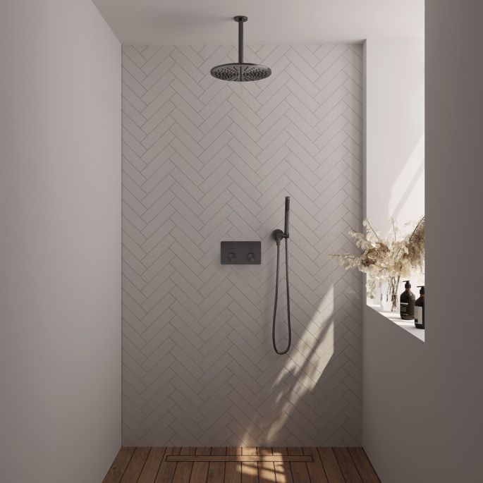 Brauer Carving 5-GM-189 thermostatische inbouw regendouche met drukknoppen SET 54 gunmetal geborsteld PVD