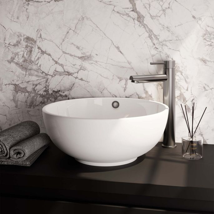 Brauer Carving 5-NG-002-HD6 verhoogde opbouw wastafelmengkraan model A RVS geborsteld PVD