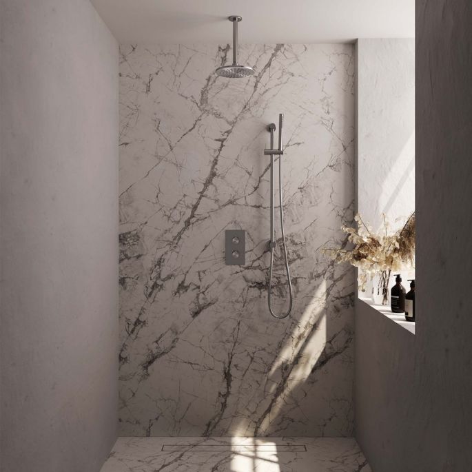 Brauer Carving 5-NG-137 thermostatische inbouw regendouche 3-weg omstelling SET 41 RVS geborsteld PVD