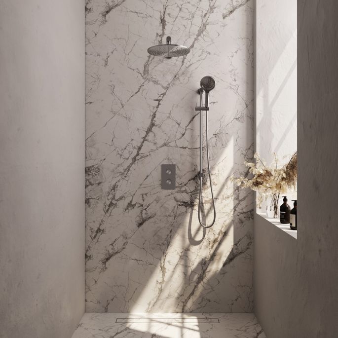 Brauer Carving 5-NG-140 thermostatische inbouw regendouche 3-weg omstelling SET 44 RVS geborsteld PVD