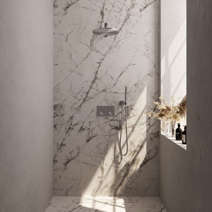 Brauer Carving 5-NG-185 thermostatische inbouw regendouche met drukknoppen SET 50 RVS geborsteld PVD