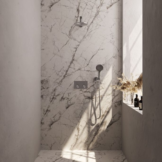 Brauer Carving 5-NG-190 thermostatische inbouw regendouche met drukknoppen SET 55 RVS geborsteld PVD