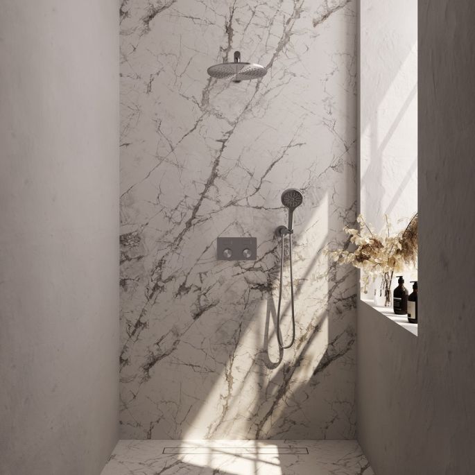 Brauer Carving 5-NG-191 thermostatische inbouw regendouche met drukknoppen SET 56 RVS geborsteld PVD