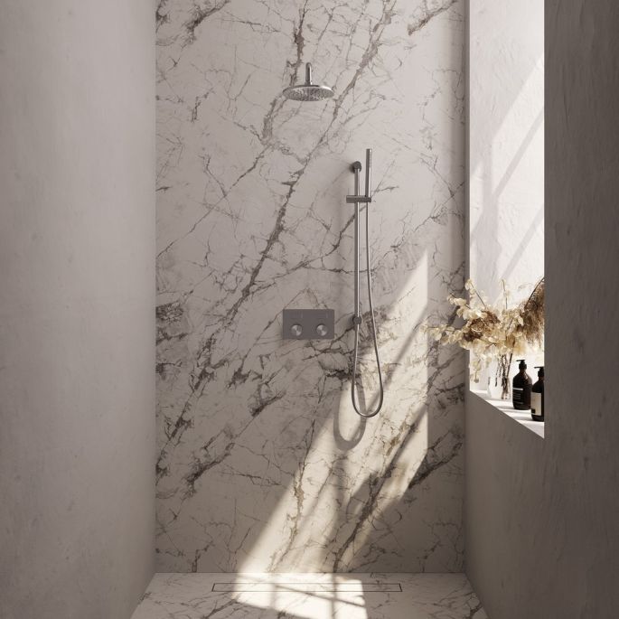 Brauer Carving 5-NG-198 thermostatische inbouw regendouche met drukknoppen SET 63 RVS geborsteld PVD