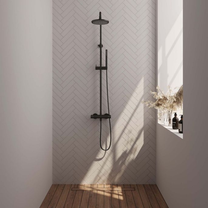 Brauer Carving 5-S-087-1 opbouw thermostatische regendouche SET 01 mat zwart