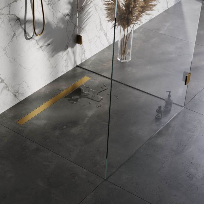 Brauer DR-MRF90GG douchegoot met multifunctioneel rooster en flens 7 x 90cm goud geborsteld PVD