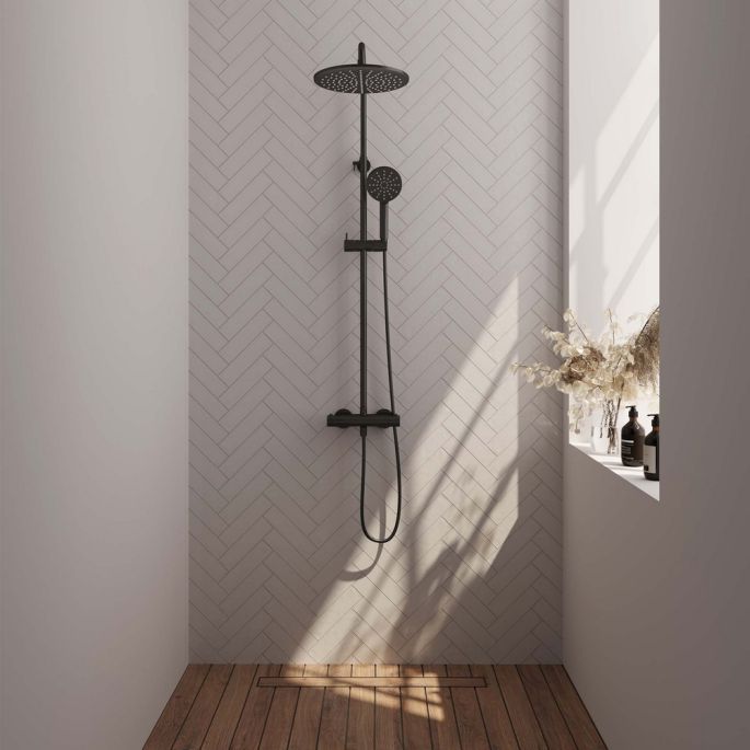 Brauer Edition 5-S-007-4 opbouw thermostatische regendouche SET 04 mat zwart