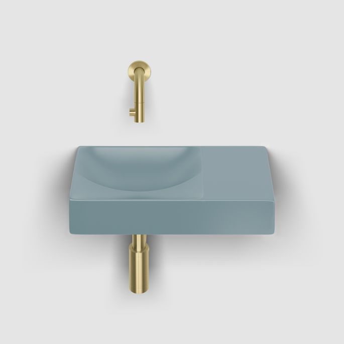 Clou Vale CL0338161R fontein 38x19cm zonder kraangat rechts mat blauw keramiek