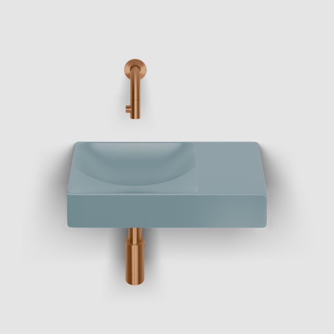 Clou Vale CL0338161R fontein 38x19cm zonder kraangat rechts mat blauw keramiek