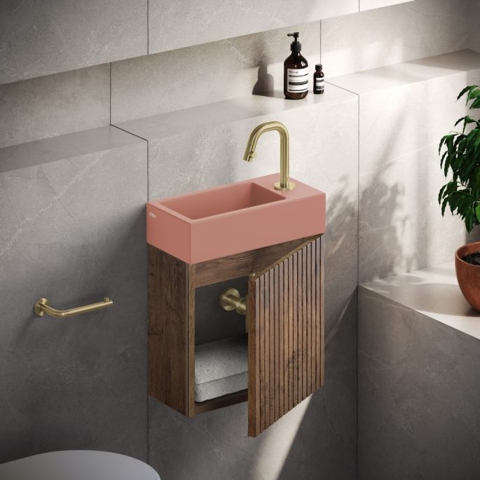 Clou Verti CL07106703664R fonteinonderkast met geribbelde deur, donker eiken, rechts