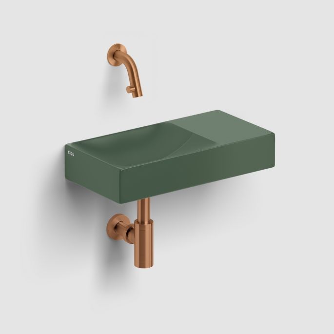 Clou Vale CL0342161R fontein 38x19cm zonder kraangat rechts mat pijnboom groen keramiek