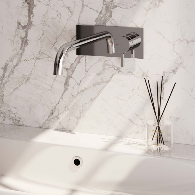 Brauer Edition 5-CE-004-B1 inbouw wastafelmengkraan met gebogen uitloop en afdekplaat model E1 chroom